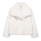 Elegant women's coat made of warm, fluffy faux fur
