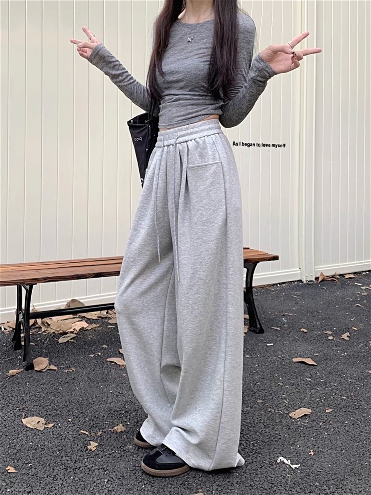 Straight Wide Leg Loose Pant Women  New Baggy Sweatpants High Waist Casual Street Pants Chic Trousers