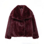 Elegant women's coat made of warm, fluffy faux fur