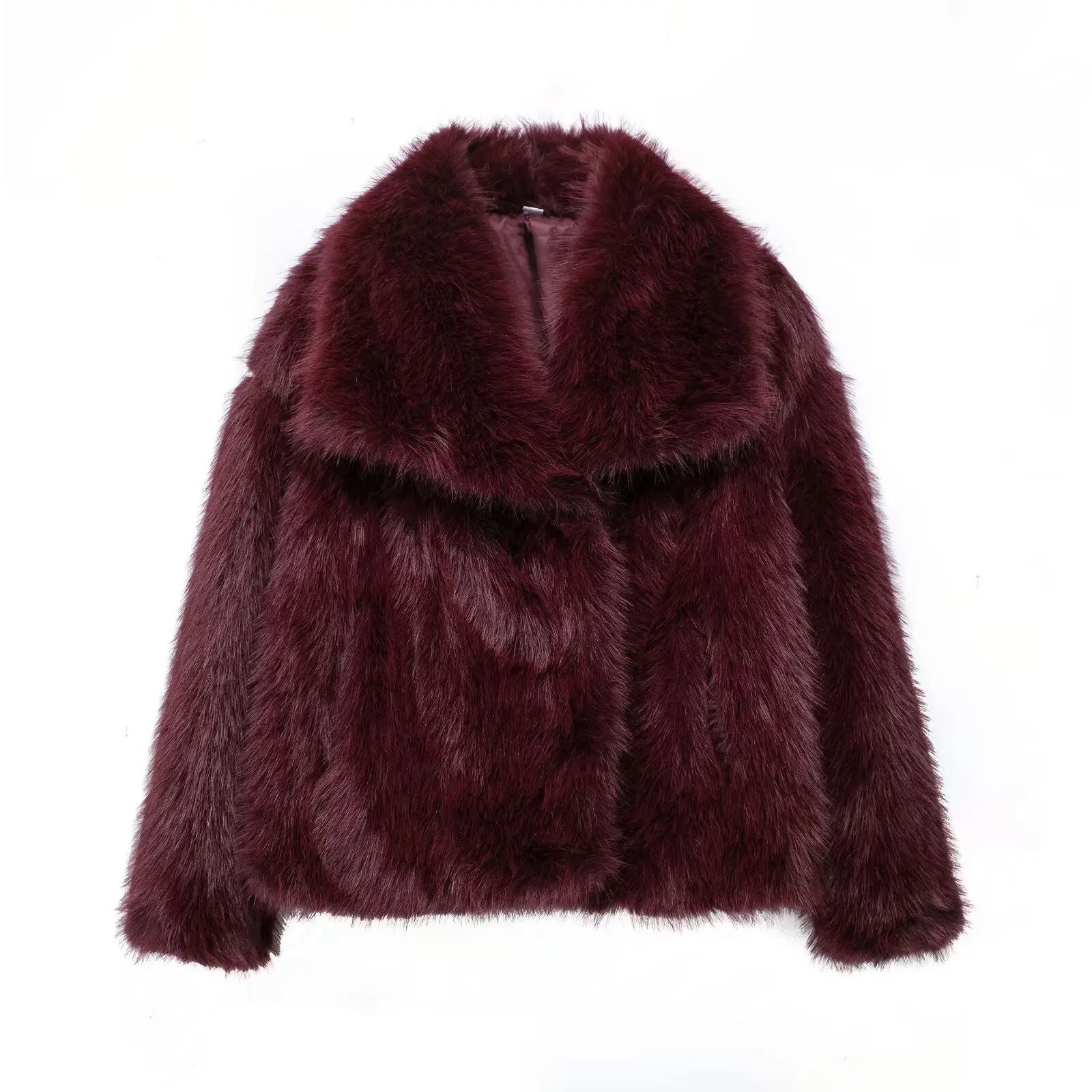 Elegant women's coat made of warm, fluffy faux fur