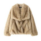 Elegant women's coat made of warm, fluffy faux fur