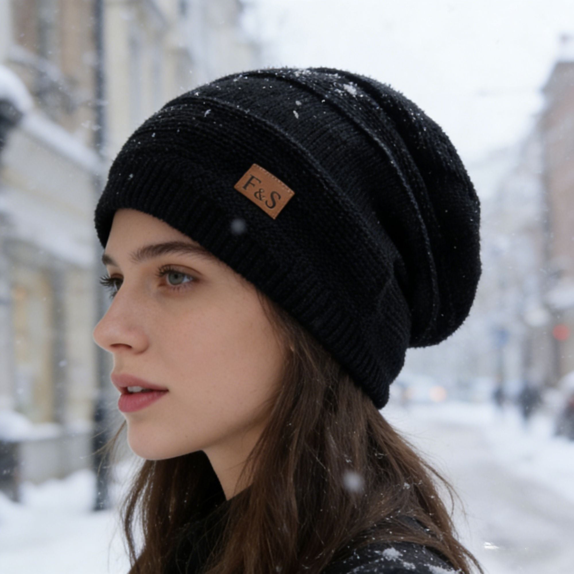 New loose-fitting winter hats with faux fur details, warm and casual knit hats for women