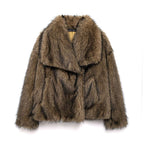 Elegant women's coat made of warm, fluffy faux fur