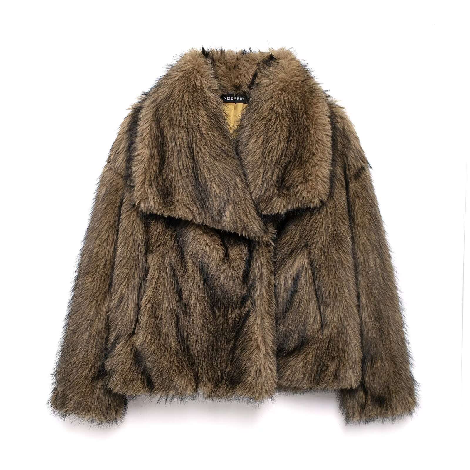 Elegant women's coat made of warm, fluffy faux fur