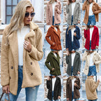 Loose Lapel Fluffy Coat Winter Button Jacket Cardigan Outwear For Women Clothing