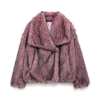 Elegant women's coat made of warm, fluffy faux fur