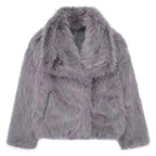 Elegant women's coat made of warm, fluffy faux fur