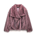 Elegant women's coat made of warm, fluffy faux fur