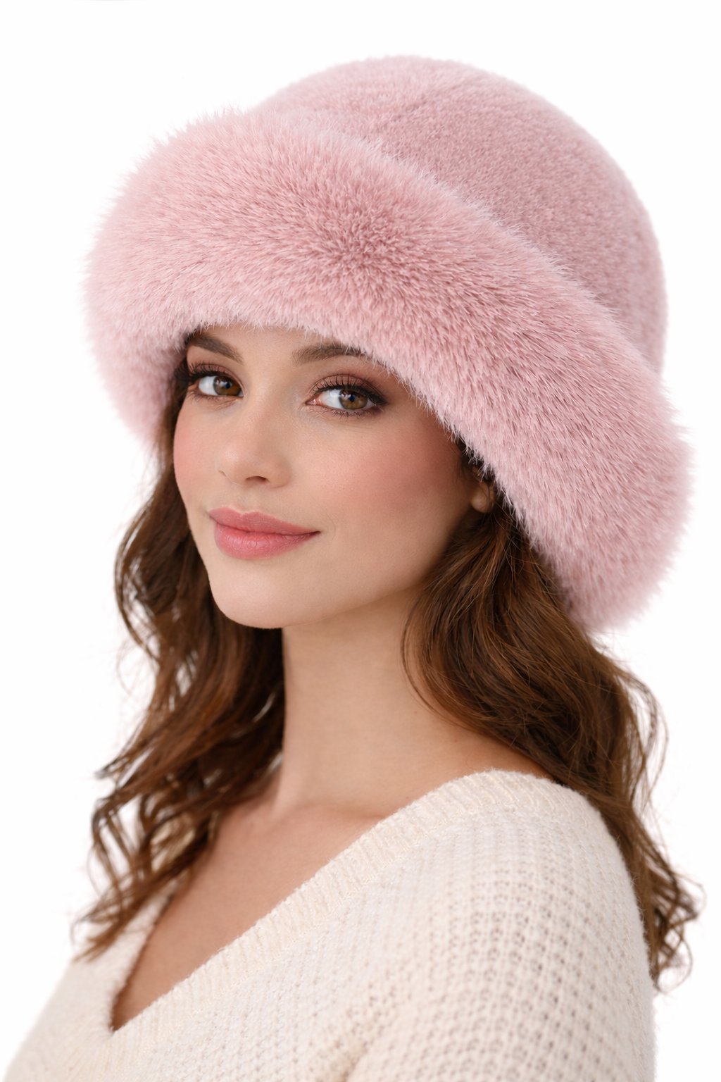 Women's winter hat made of thick, warm, and soft plush, Mongolian style, for cold and snowy weather
