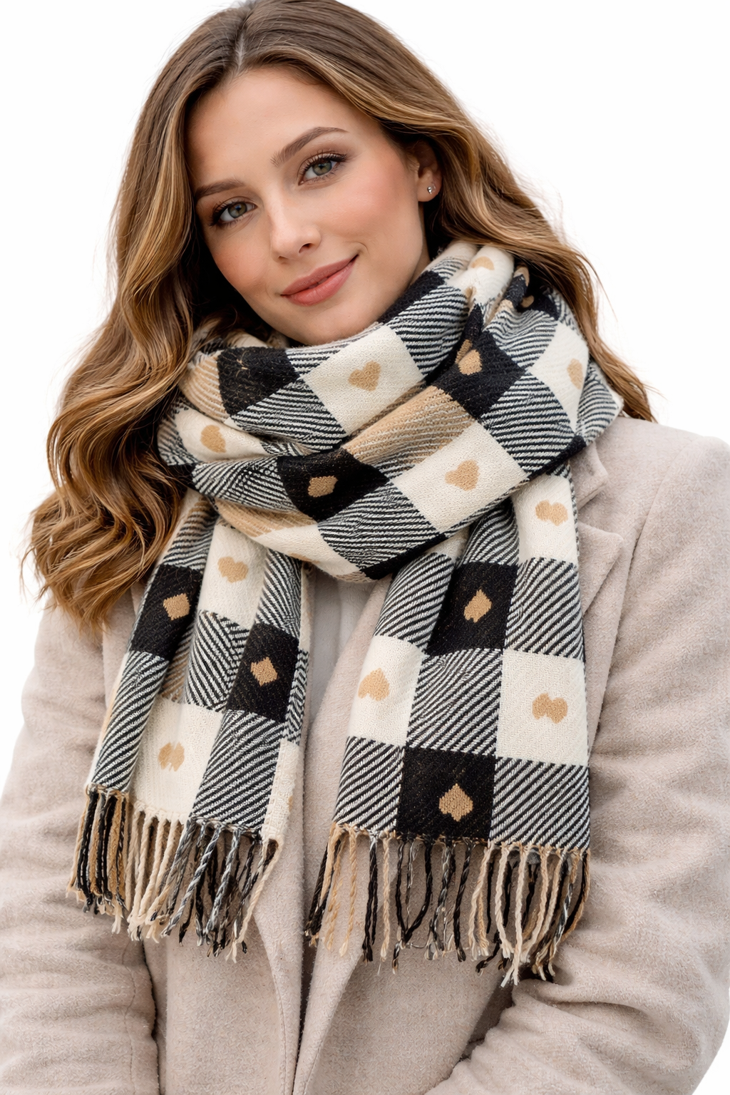 Comfortable women's heart-shaped scarf for autumn and winter