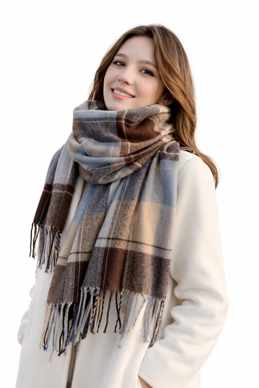 Women's winter scarf with a classic British plaid pattern
