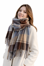 Women's winter scarf with a classic British plaid pattern