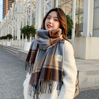 Women's winter scarf with a classic British plaid pattern