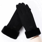 Women's winter gloves, plush, modern and warm, in suede
