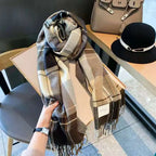 Women's winter scarf with a classic British plaid pattern