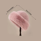 Women's winter hat made of thick, warm, and soft plush, Mongolian style, for cold and snowy weather