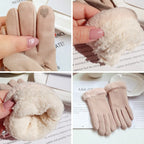 Women's winter gloves, plush, modern and warm, in suede