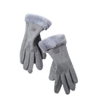 Women's winter gloves, plush, modern and warm, in suede