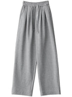 Women's streetwear pants, plain, loose-fitting, new, with drawstring, sporty, casual, high-waisted, for autumn and winter