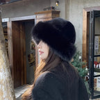 Women's winter hat made of thick, warm, and soft plush, Mongolian style, for cold and snowy weather
