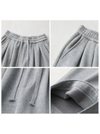 Women's streetwear pants, plain, loose-fitting, new, with drawstring, sporty, casual, high-waisted, for autumn and winter