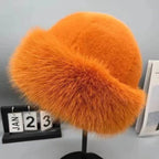 Women's winter hat made of thick, warm, and soft plush, Mongolian style, for cold and snowy weather