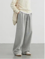 Women's streetwear pants, plain, loose-fitting, new, with drawstring, sporty, casual, high-waisted, for autumn and winter