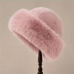 Women's winter hat made of thick, warm, and soft plush, Mongolian style, for cold and snowy weather