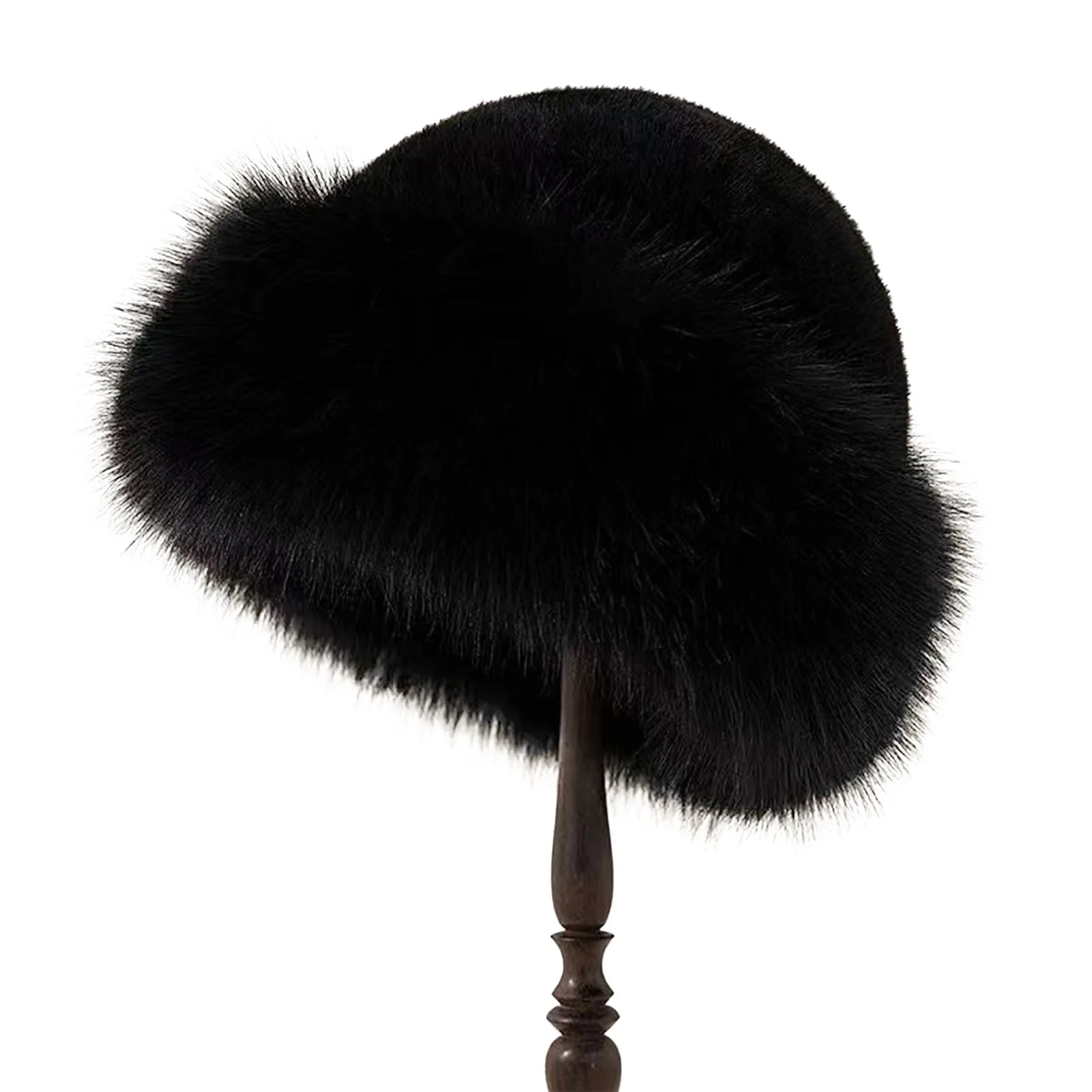 Women's winter hat made of thick, warm, and soft plush, Mongolian style, for cold and snowy weather