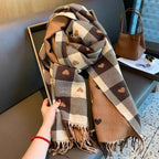 Comfortable women's heart-shaped scarf for autumn and winter