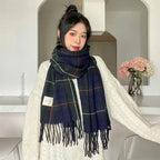 Women's winter scarf with a classic British plaid pattern