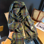 Women's winter scarf with a classic British plaid pattern