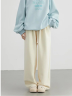 Women's streetwear pants, plain, loose-fitting, new, with drawstring, sporty, casual, high-waisted, for autumn and winter