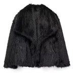 Elegant women's coat made of warm, fluffy faux fur