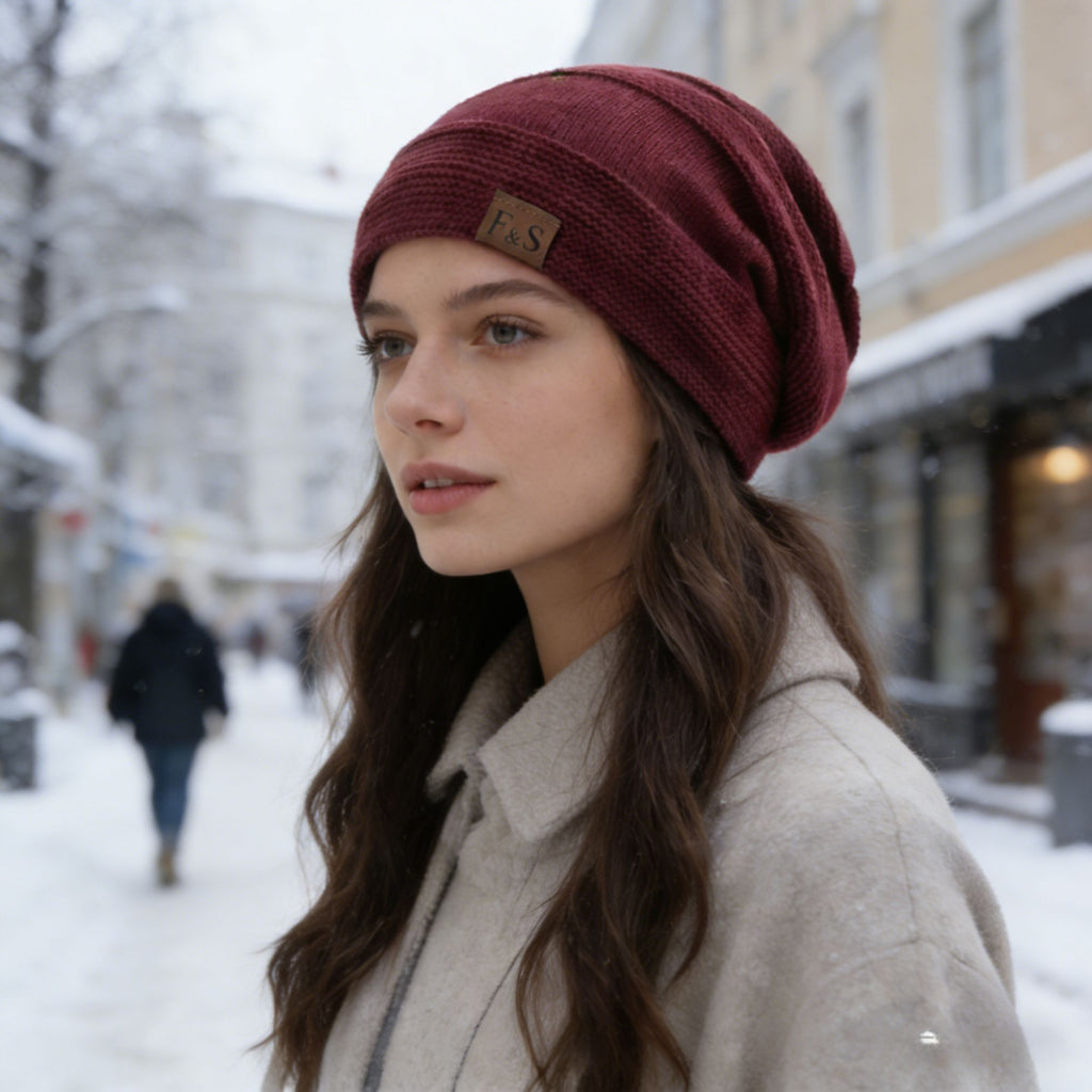 New loose-fitting winter hats with faux fur details, warm and casual knit hats for women