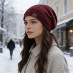 New loose-fitting winter hats with faux fur details, warm and casual knit hats for women
