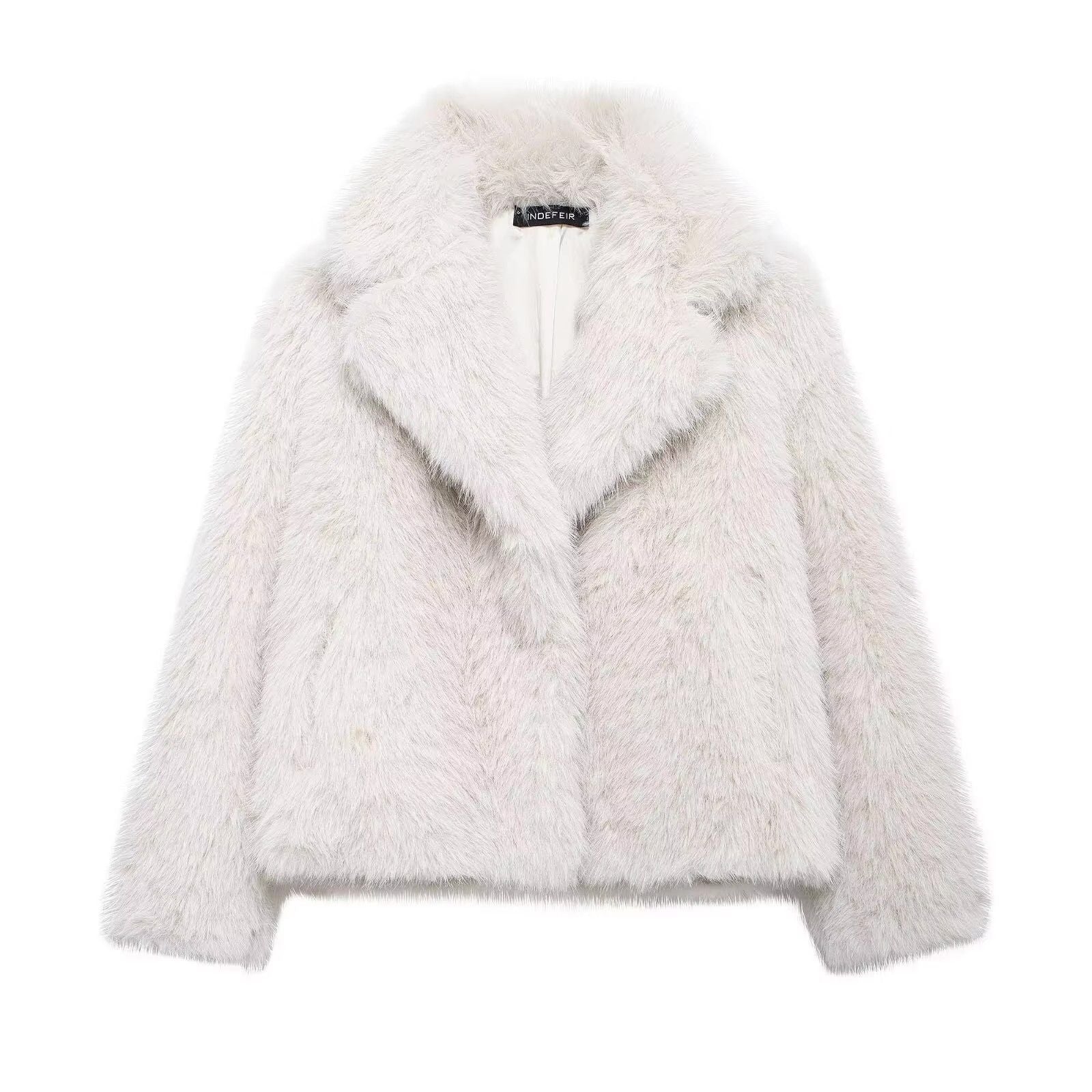 HH Women Elegant Faux Fur Coat Warm Fluffy Loose Long Sleeve Lapel Jacket Autumn Winter Fashion High Street Lady Outerwear