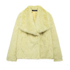 Elegant women's coat made of warm, fluffy faux fur